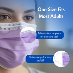 Criterion ASTM Level 3 Disposable Face Mask – Lavender, 3-Ply, Fluid Resistant,