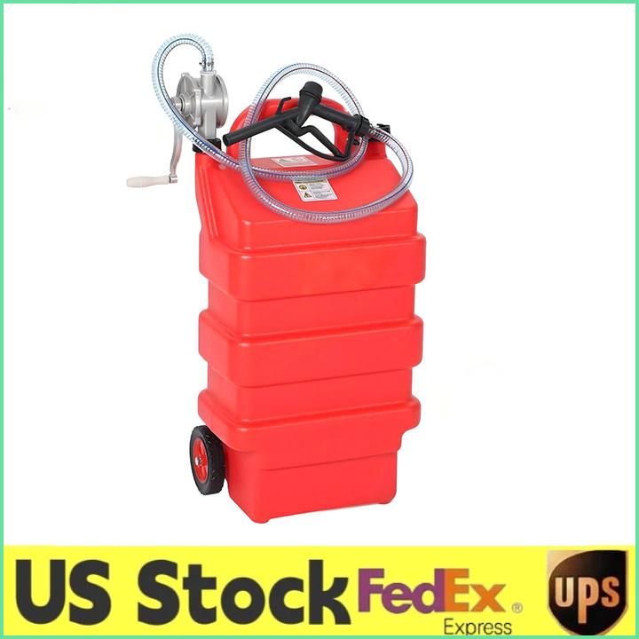 16 Gallon Portable Fuel Tank W/Manual Pump,10ft Hose Gas Caddy For Lawn Mowers
