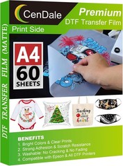 60 Sheets High-Quality DTF Transfer Film – Ideal for Dark & Light Fabrics
