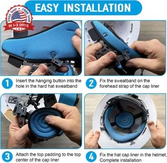 4 Pack Hard Hat Top Pad and Sweatband Sets for Safety Helmet, Washable Hard Hat