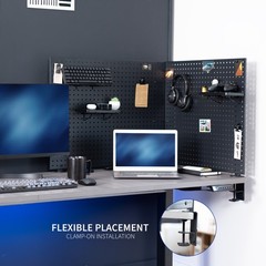 VIVO Dual Steel Clamp-on 60″ x 24″ Desktop Pegboard, Magnetic Privacy Panel