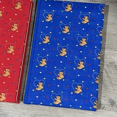 2 Vtg Nelson-Regency 1990s Fabric Covered Teddy Bear Lined Blank Journals NOS
