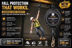 Guardian 42001 Velocity Class 1 Cable Self-Retracting Lifeline (SRL) 20 ft OSHA