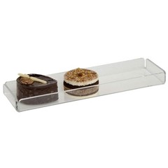HUBERT Dessert Tray Rectangular Clear Acrylic – 13 13.5″ x 3.5″ x 1″,