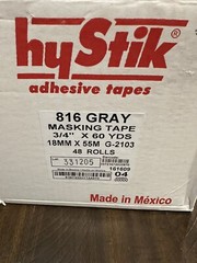 48 Rolls- hyStik Gray Masking Tape 3/4” X 60 Yards For Body Shop