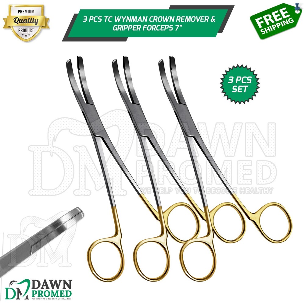 3 Pcs T/C Wynman Crown Remover & Gripper Forceps 7″ Dental Instruments German Gr