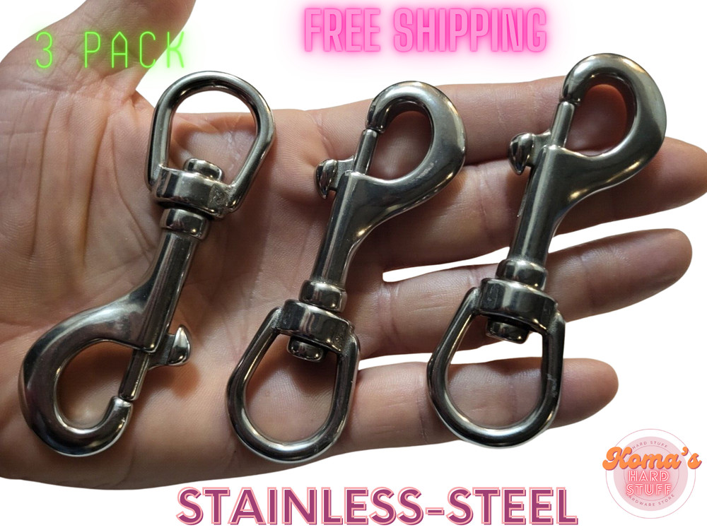 316 Stainless Steel Bolt action swivel eye snap hook with 3/4″ eyelet. 3 count