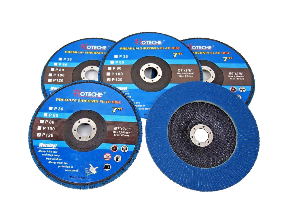 Lot of (5) Premium Zirconia Flap Disc Grinding Wheel 7″ x 7/8″ 120 Grit 7103712