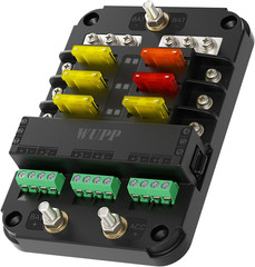 12V Fuse Block with Relay, Automotive 6 Circuits Fuse Box with Acc Interface, Un