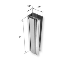 3″ Chrome Frameless Shower Door U-Channel Magnet for 1/8″,5/32″,3/16″,1/4″ Glass