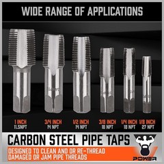 6-Piece NPT Pipe Tap Set for Precision Threading in Plumbing and Automotive Use