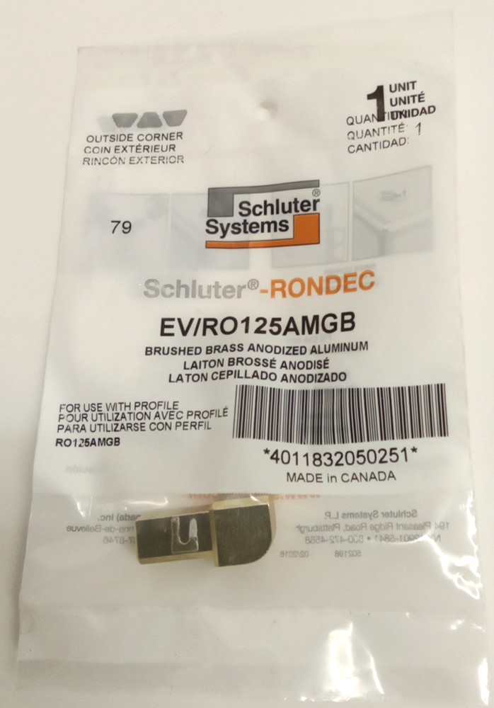 Schluter-Rondec EV/RO125AMGB 1/2″ Outside Corner 90° Brushed Brass Aluminum