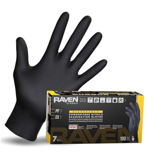 Raven Powder Free Gloves 7 Mil – XL Latex Free, X-Large Nitrile Disposable