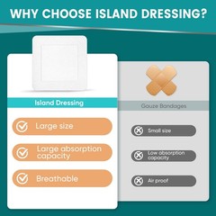 50 Count Island Dressing Bordered Gauze 4″ x 4″, Pads 4” x 4”(50 PCS)
