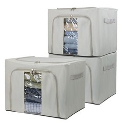 36L Clothes Storage Bins with Metal Frame, 3 Pcs Stackable Clothing Storage B…
