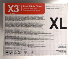 [NEW] (BX348100) AMMEX Bx3 Black Nitrile Industrial Disposable Gloves Case Large