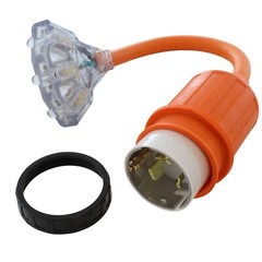 1.5FT 50A CS6365/SS2-50P Locking Plug to (3) NEMA 6-15/20 Tri-Outlets