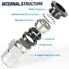Pneumatic 3/8″ OD Tube x 1/4 NPT Male Connector Air Push to Connect Fitting 5Pcs