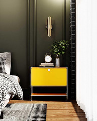 Modern Metal Sidetable with Flap Door – Stylish Storage for Any Room
