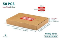 9x6x1 Inch Shipping Boxes for DVDs, CDs, Books Mailing, 50 Pack | Multi-Depth…