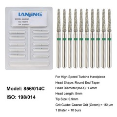 Dental Diamond Burs FG Round End Taper Football Barrel Pear Coarse Fine 856 379
