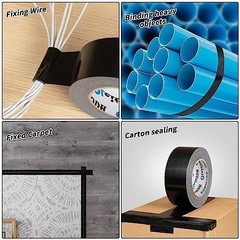 16 Pack Heavy Duty Black Duct Tape, 2″ x 30 Yards, Waterproof, No Residue, Multi