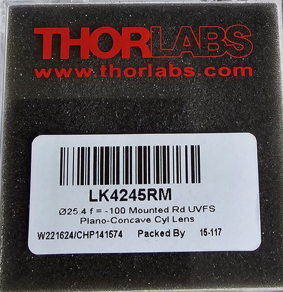 ThorLabs LK4245RM f= -100.0 mm, Ø1″, UVFS Mounted Plano-Concave Round Cyl Lens