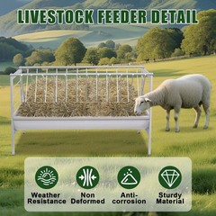Pasture Hay Feeder 5-Feet Long 77 Gallon Livestock Feeder For Farms Sheep Sheds