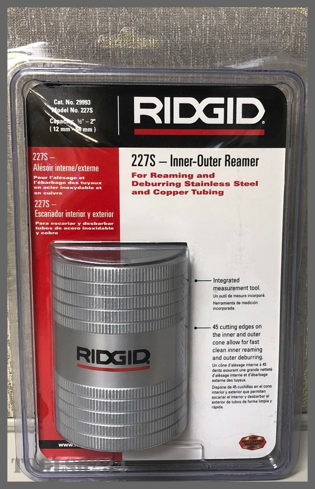 RIDGID 29993 227S Inner-Outer Reamer Copper & Stainless Steel Tubing 1/2″ – 2″