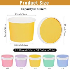 50 Pack Ice Cream Containers with Lids 8 Ounces Disposable Soup Bowls with Li…