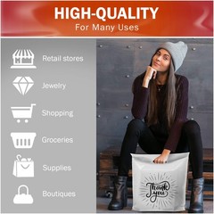 100 Pack White Thank You Extra Large Merchandise Plastic Shopping Bags 20″ x …