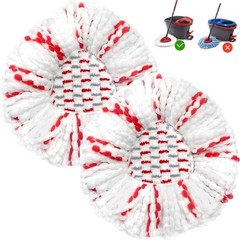 2 Pack Mop Heads Replacements – 40% More Cleaning 2pcs 1-Tank Red, Red
