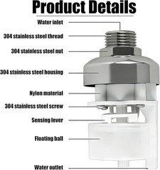 JUXILPP 6pcs 304 Stainless Steel Automatic Float Valve 1/2″ and 3/4″ Connecti…