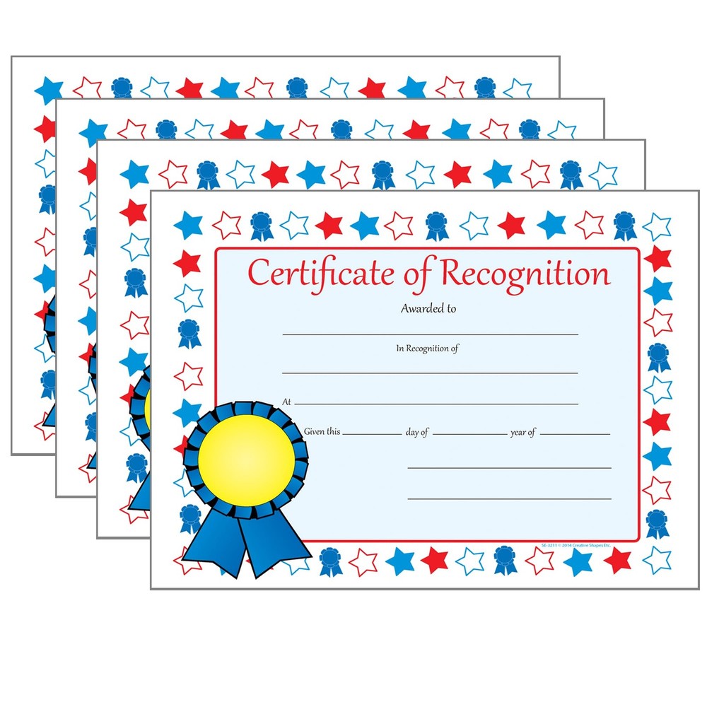 SHAPES ETC. 30pcs Certificate of Recognition Certificates 11inx8.5in Colorful…