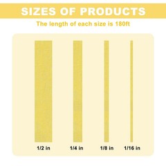 TSSART 4 Rolls 1/16 inch, 1/8 1/4 1/2 inch x 60 yards, Yellow