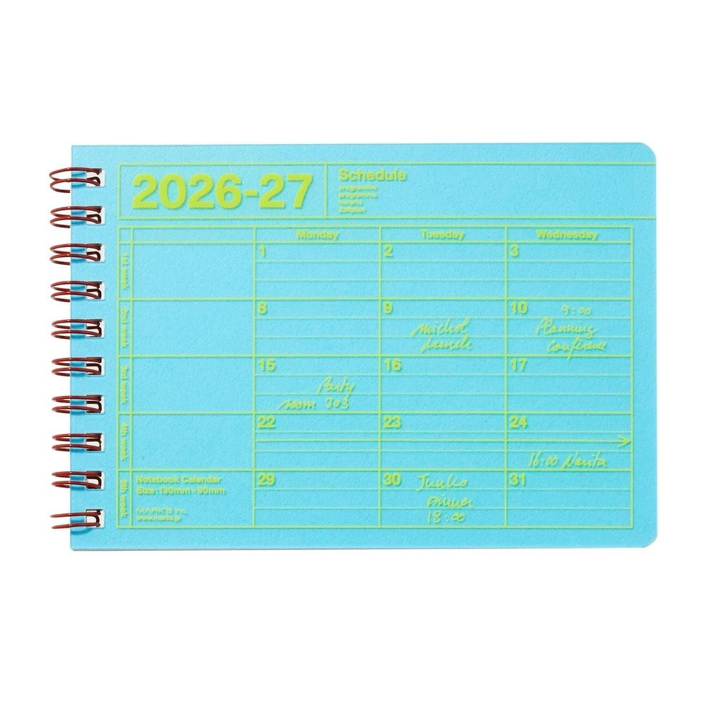 MARK’S 2026 Monthly Block Notebook Calendar XS Blue 26SDR-NB14-BL