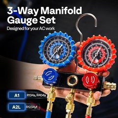 AC Manifold Gauge Set 3 Way For R1234yf R404a R134a Refrigeration Charging