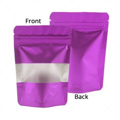 Multi-Size Foil Mylar Matte Purple Stand Up Zip Lock Bag w/ Rectangle Window P02