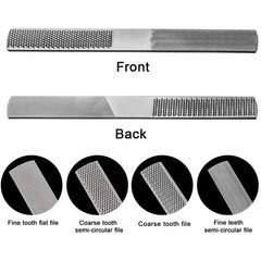 Wood Rasp File 4 Way Hand File and Round Rasp, Half Round Flat & Needle Files