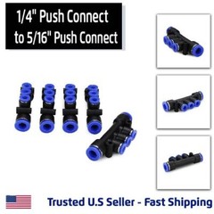 5 Pack, Pneumatic Manifold Fitting, 2 to 1 Push Connect 5/32″ Tube to 1/8″ Tube