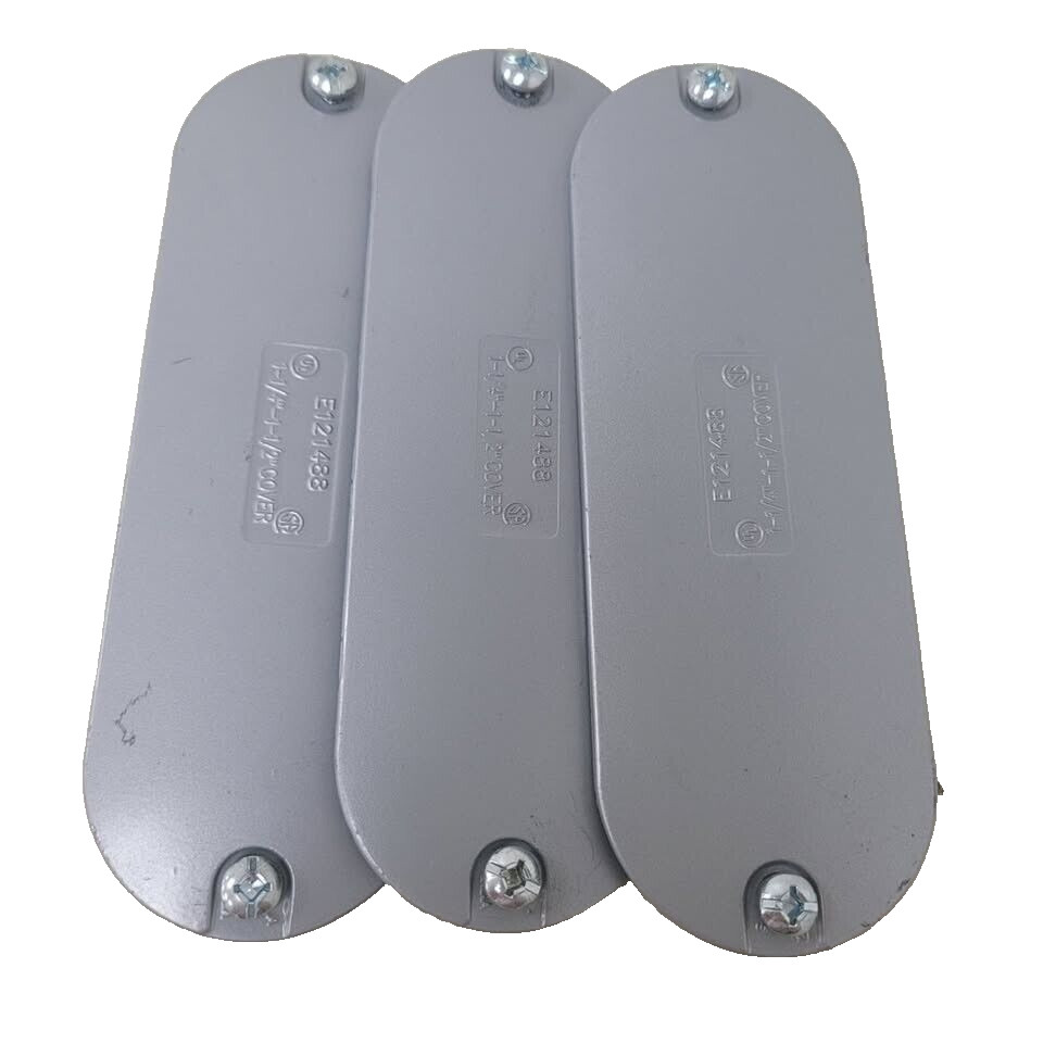 3 New Emerson Industrial 1.25″ to 1.5″ E121488 Metal Conduit Body Covers