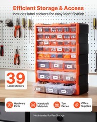 VEVOR 39-Drawer Storage Organizer Plastic Drawer Parts Storage Cabinet Stackable