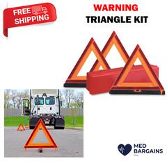 Deflecto Brand Made in USA Emergency Warning Triangle Kit with 3 Warnings – Red