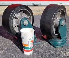 [2] COLSON CASTORS 4″x10″Wheels 12-1/2″ Height 47 lbs each NOS See pics details.