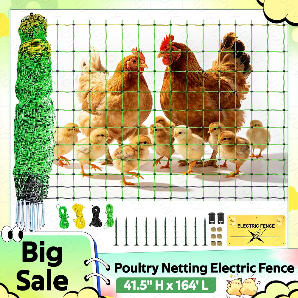 Electric Poultry Netting,Livestock Mesh Fence for Chickens, Ducks 41.5″H x 164’L