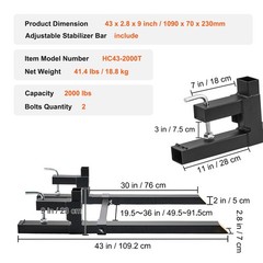 VEVOR 43″ 2000lbs Pallet Forks Clamp On Tractor Forks w/Adjustable Bucket Forks