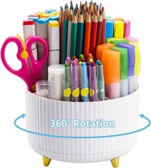 Stylish White Rotating Pen Holder – 5-Compartment Organization Solution