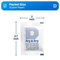 5 Gram [50 Pack] “Dry & Dry” Silica Gel Desiccant Packets – Rechargeable Cloth