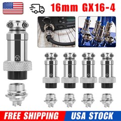 10x Metal 4 Pin Male Female Aviation Plug 24-16 AWG Wire Connector 16mm GX16-4