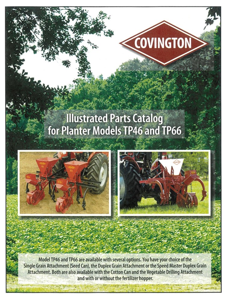 Covington 1 or 2 Row Vegetable Planter Fertilizer Owner’s Manual & Parts List